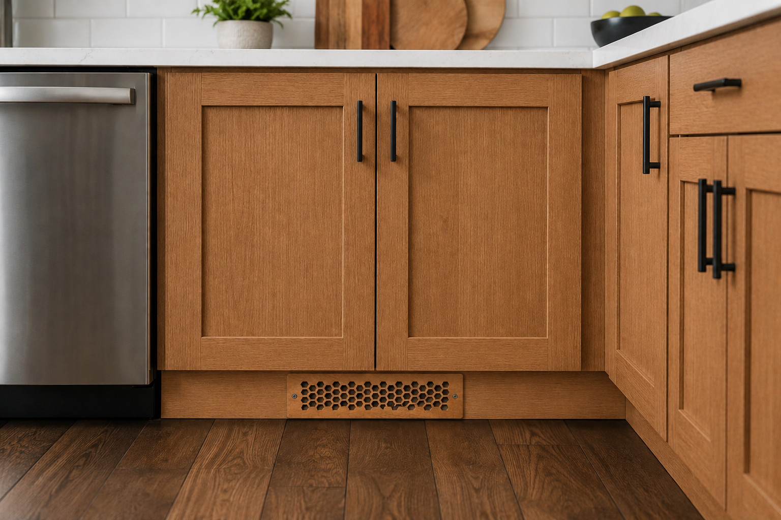 10×3 Wood Cabinet Toe Kick Vent Cover Modern Decorative Air Return Register