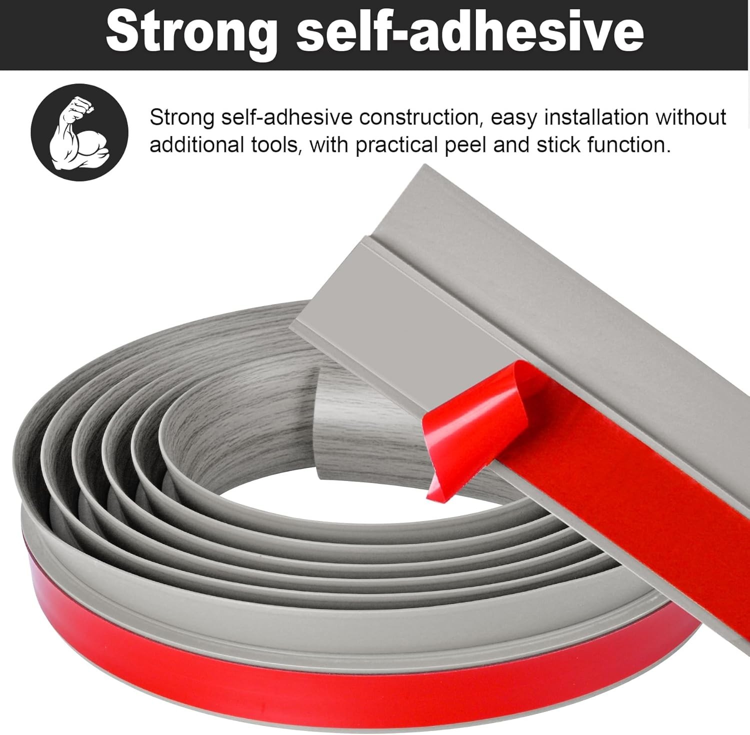 Self-Adhesive Floor Transition Strip – 10Ft Gray Forest for Safe Home Edges