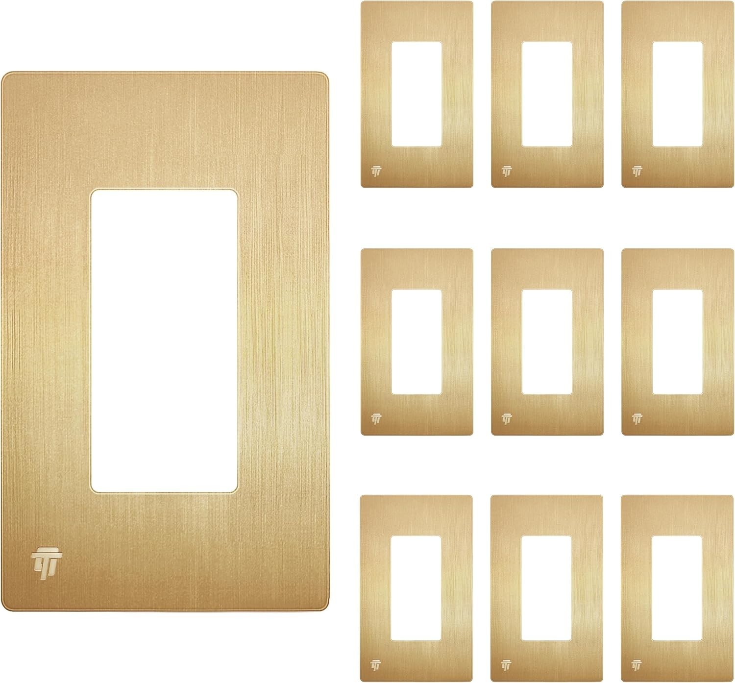 Transform Your Space with 10 Brushed Gold Child-Safe Wall Plates, 1-Gang Size