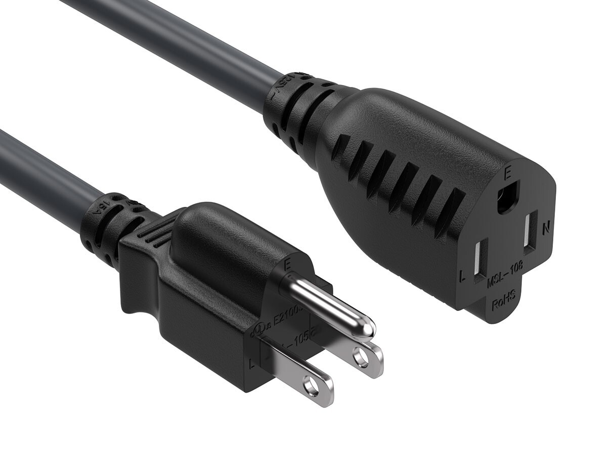 2ft NEMA 5-15P to 5-15R Heavy Duty Power Extension Cord, 14AWG SJT 15A/125V, …