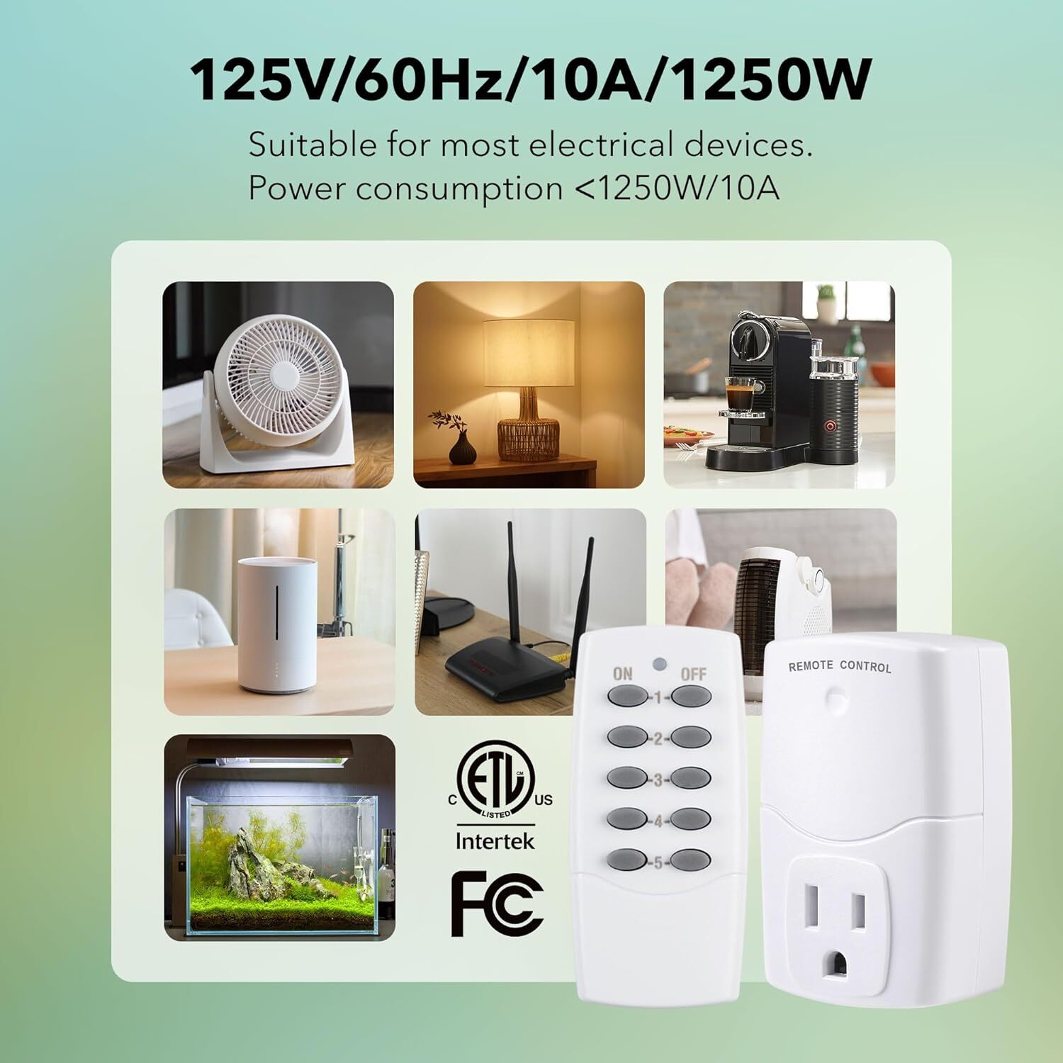 BN-LINK Wireless Remote Control Outlet Switch Power Plug In for lights LED bulbs