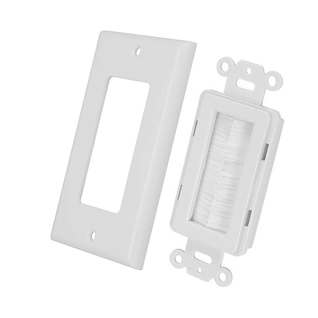 Single Gang Decora Brush with Cover Wall Plate Low Voltage Flush Mount Bracket