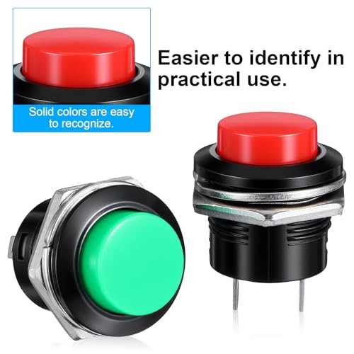 24 Pcs 16MM 5/8″ Momentary Push Button Switch, High Round Waterproof Metal