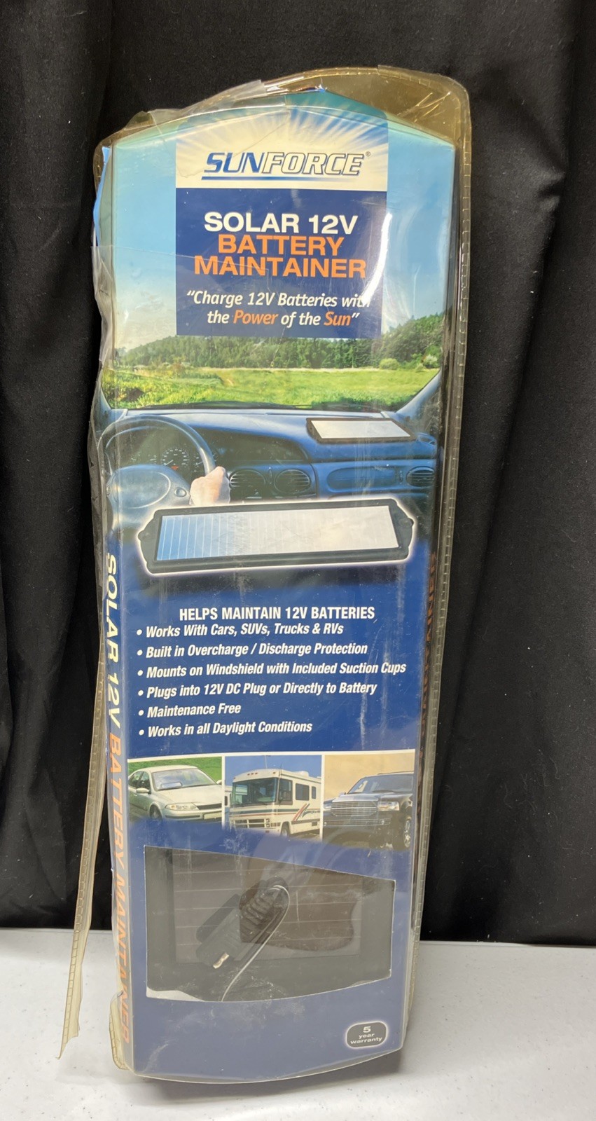 SOLAR POWERED CAR AUTO BOAT MOTORCYCLE 12V BATTERY MAINTAINER TRICKLE CHARGER