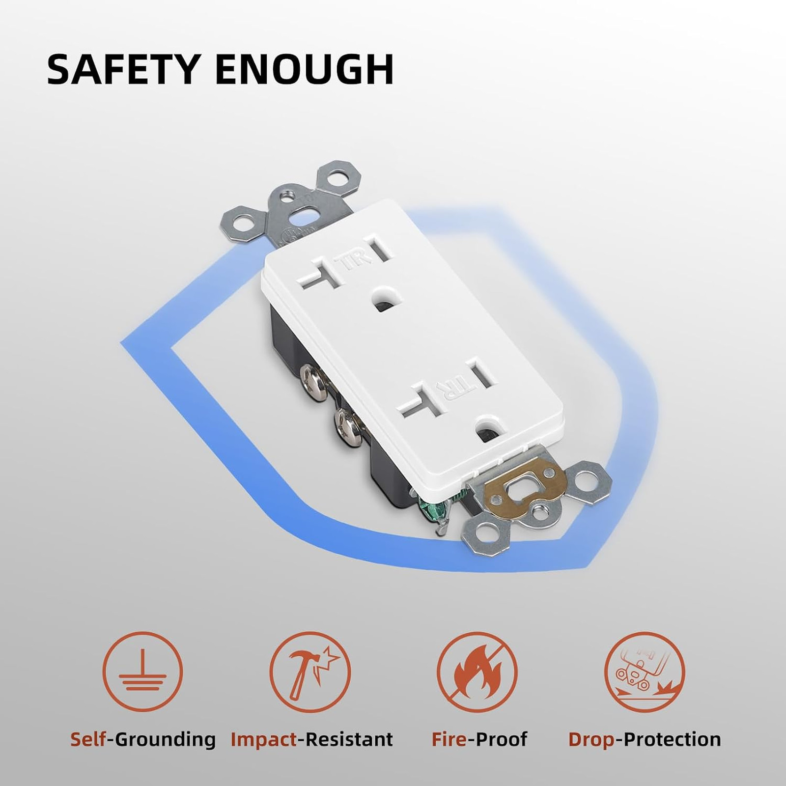 Decorator Wall Receptacle Outlet 10 Pack Tamper Resistant 20 Amp White Standard