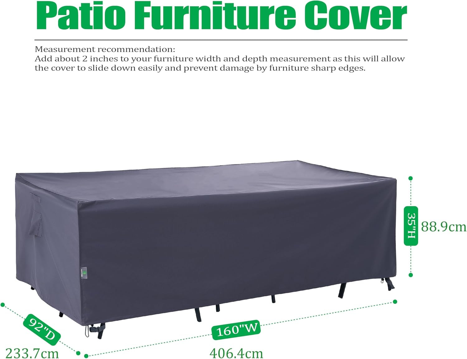 Heavy Duty Waterproof Anti-Uv Rip-Stop Fabric Extra Large Patio Furniture Covers