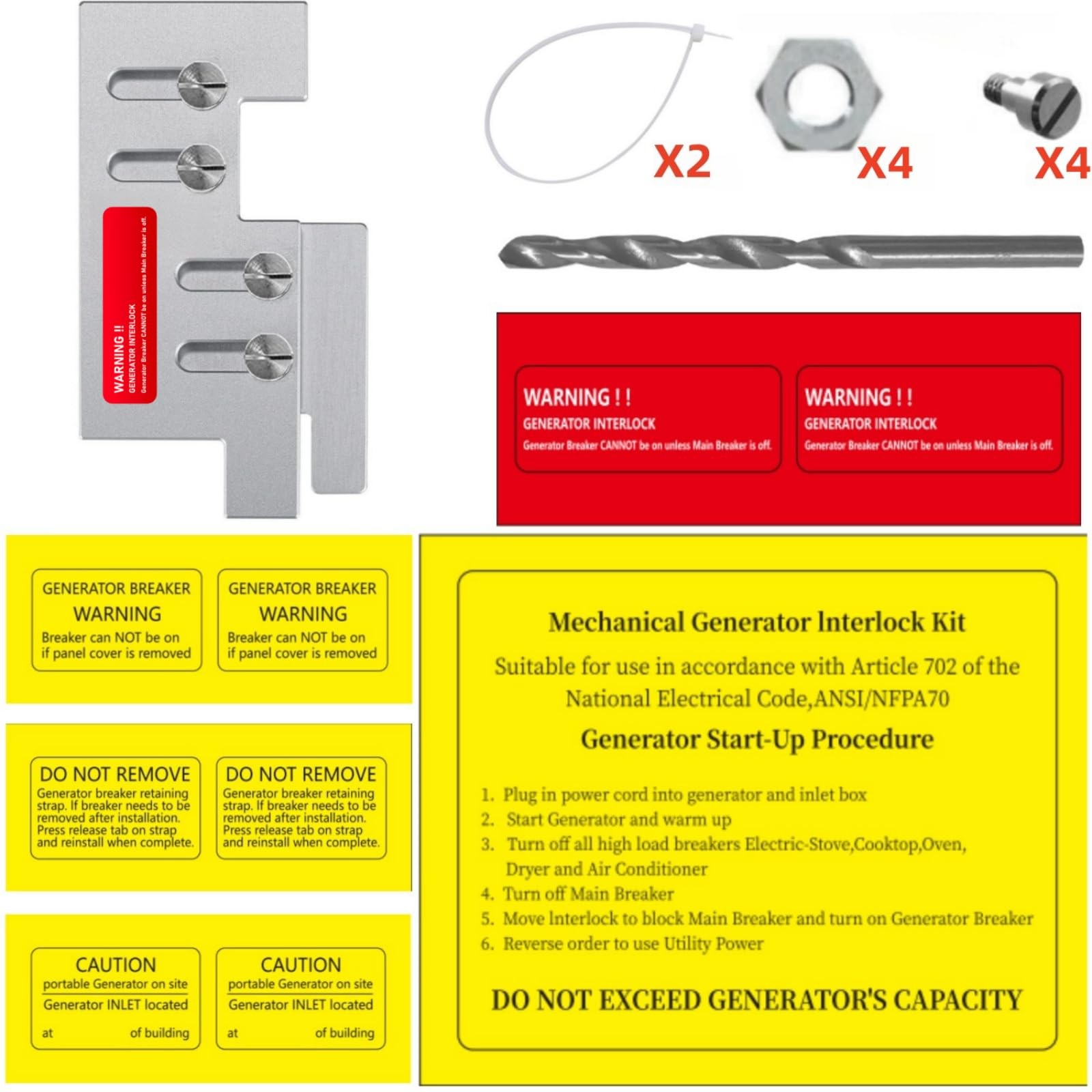 Generator Interlock Kit Compatible with Eaton Cutler Hammer Vertical Throw…