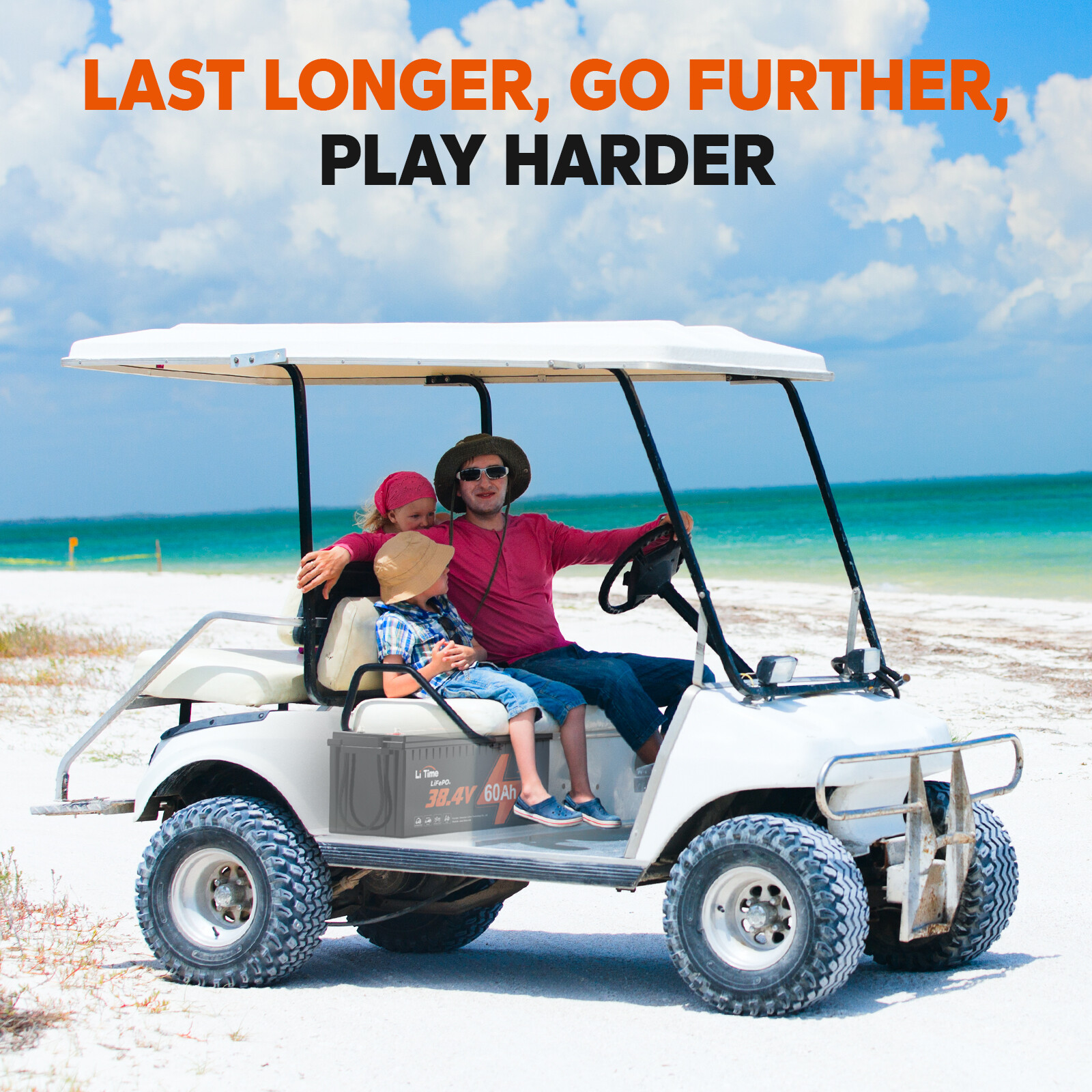 LiTime 36V 60Ah LiFePO4 Lithium Battery Deep Cycle 120A BMS For Golf Cart 3kW