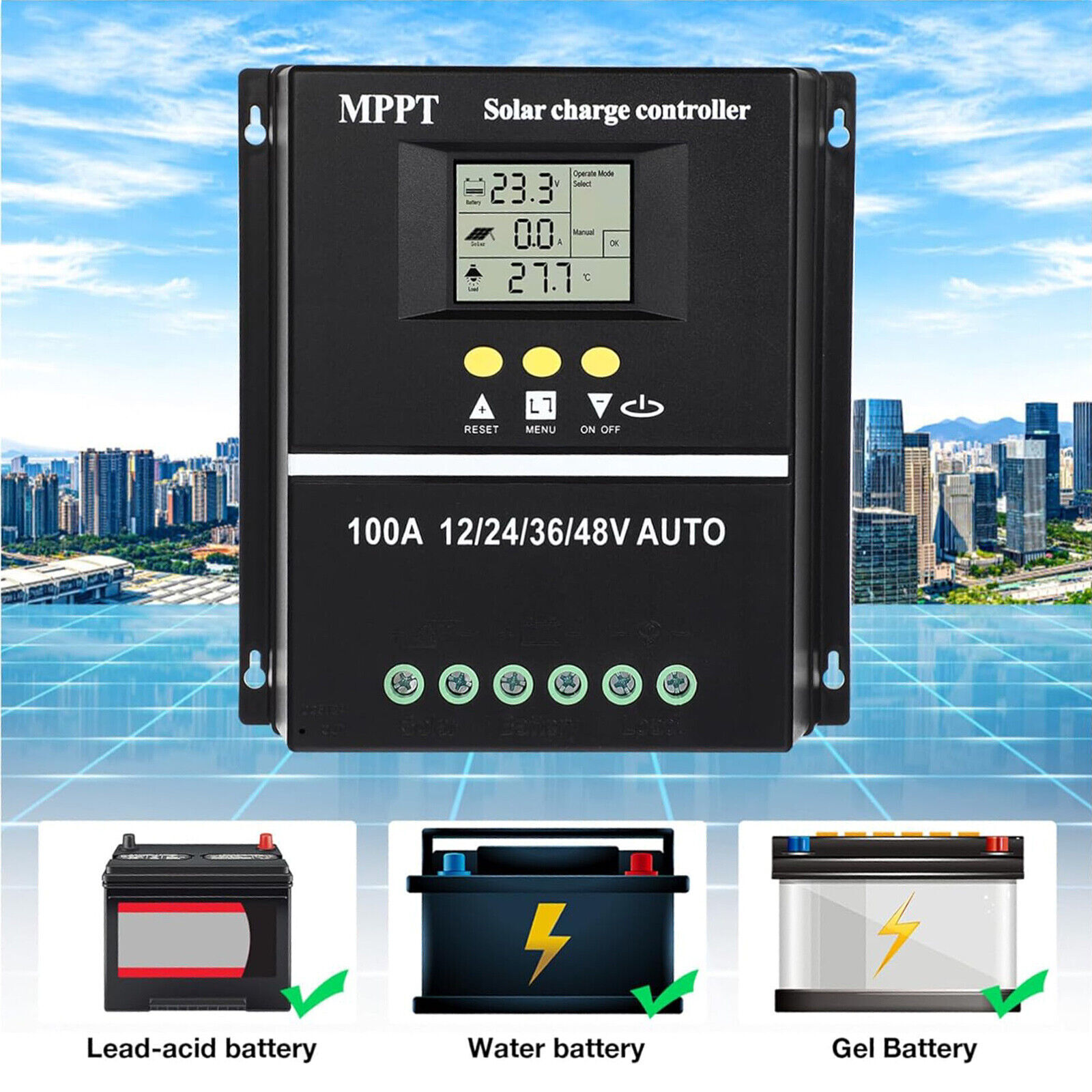 2PC 4000W 100A MPPT Solar Charge Controller 12V 24V 36V 48V Battery PV Regulator
