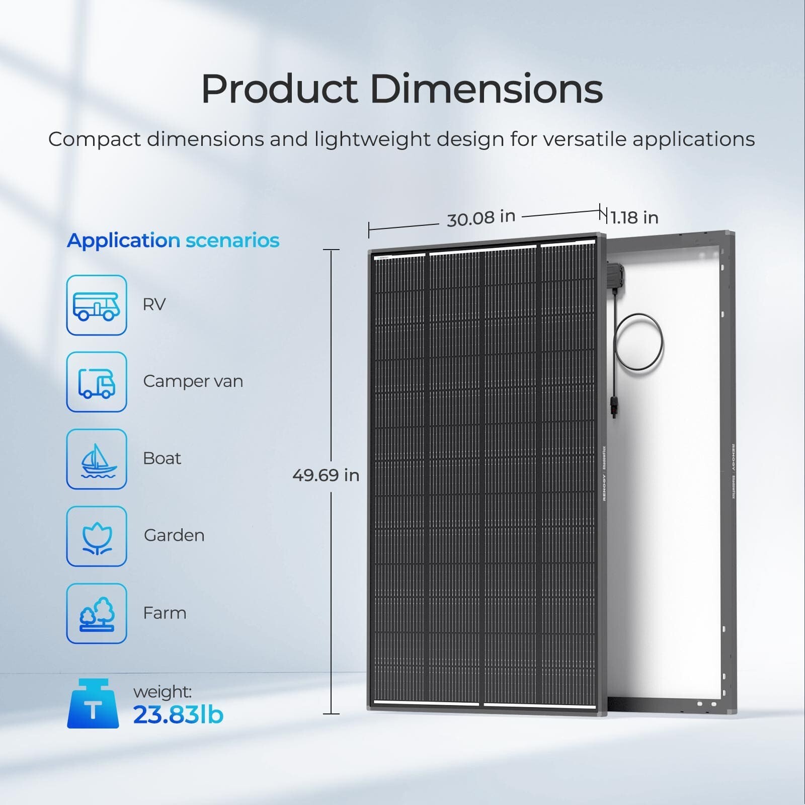 Renogy 200W 12V ShadowFlux Anti-shading Solar Panel High Efficiency Refurbished