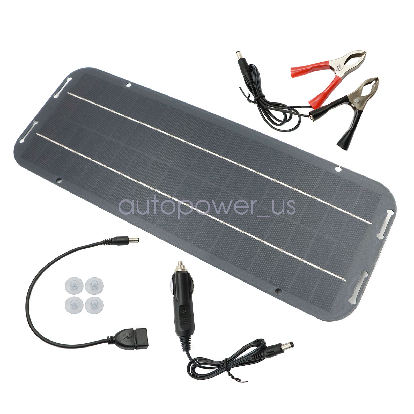 30W Solar Panel 12V Trickle Charger Battery Charger Kit Maintainer Boat Car RV