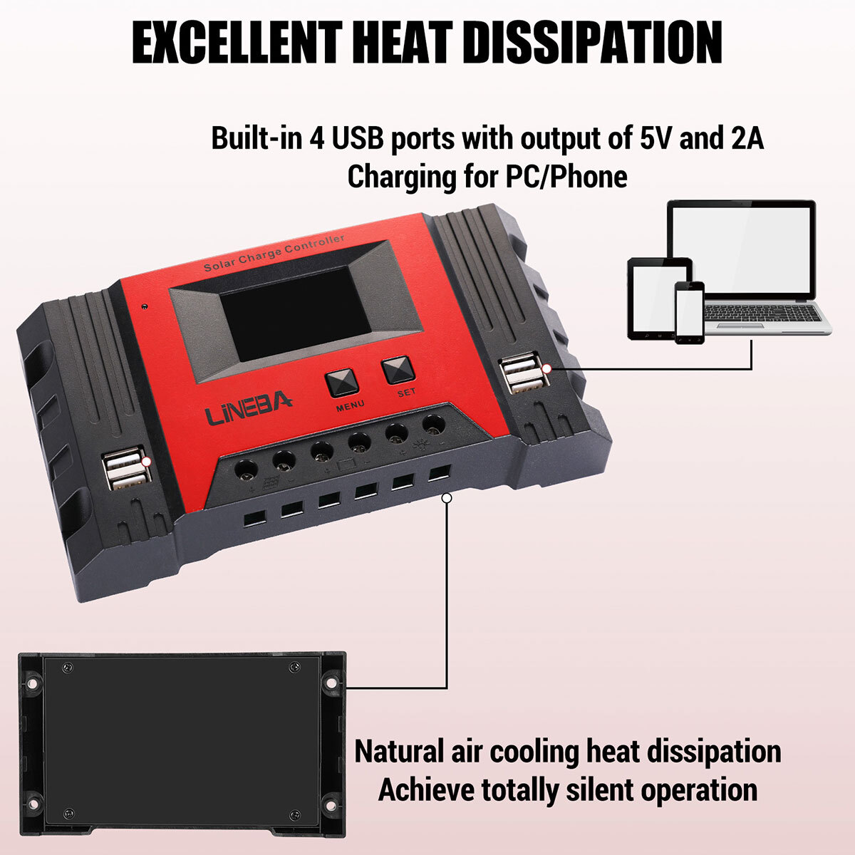 PWM 12V/24V/48V Solar Charge Controller with LCD Display LifePO4 Auto Regulator