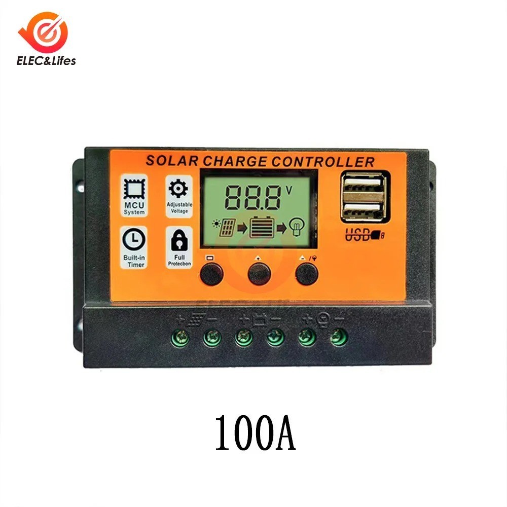 100A Solar Panel Regulator Charge Controller Auto Focus Tracking 12/24V US