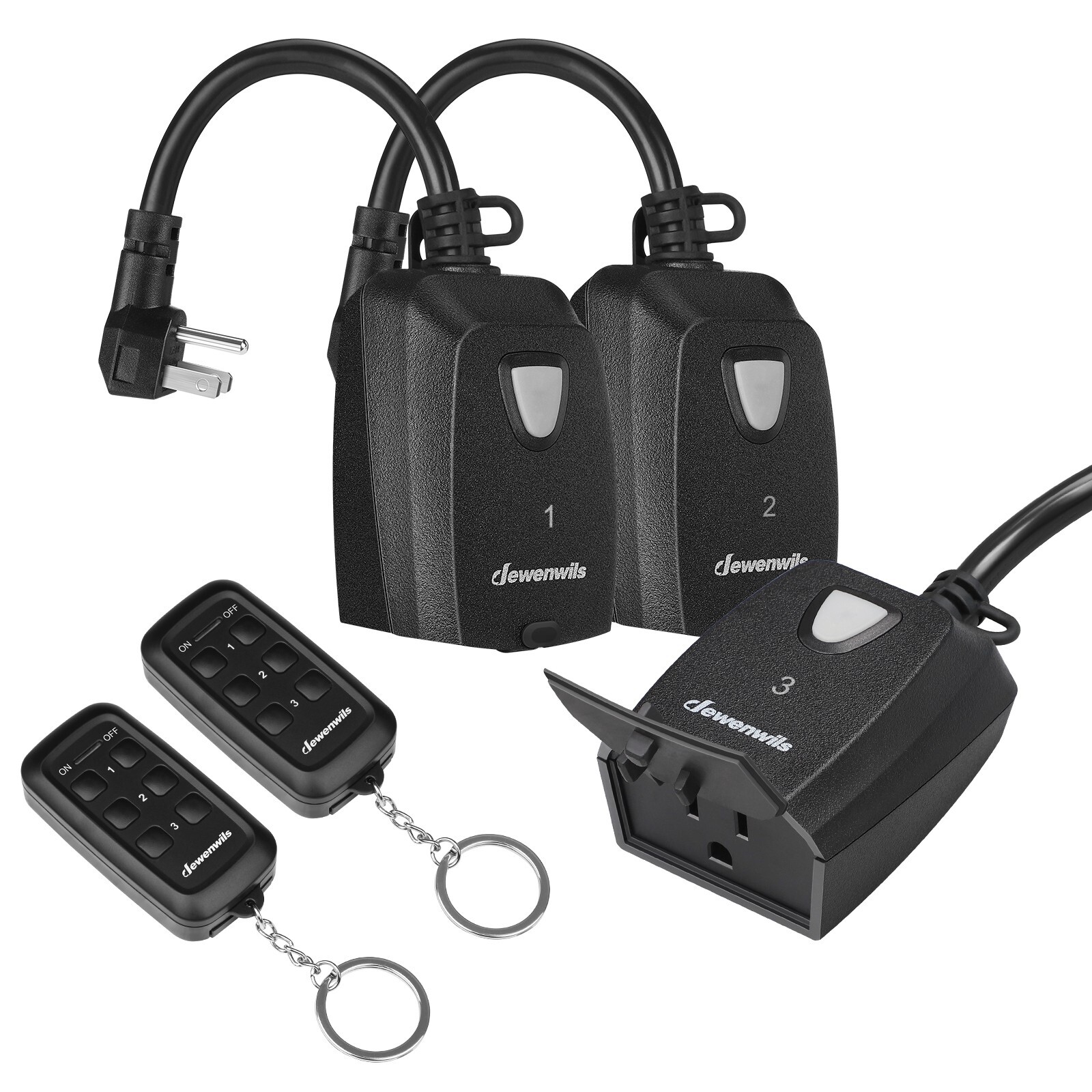 DEWENWILS Wireless Remote Control Outlet w/ 2 Remotes + 3-Prong Remote Plug
