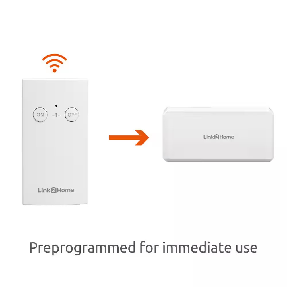 Wireless Indoor Remote Control Outlet Switch with 1 RCV and 1 Remote