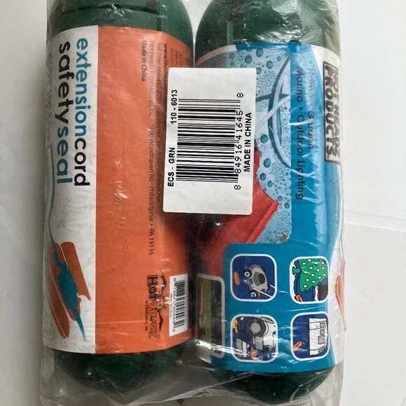 (2) PACK GREEN Extension Cord Safety Seal Water Resistant Cover Hot Heads Headz