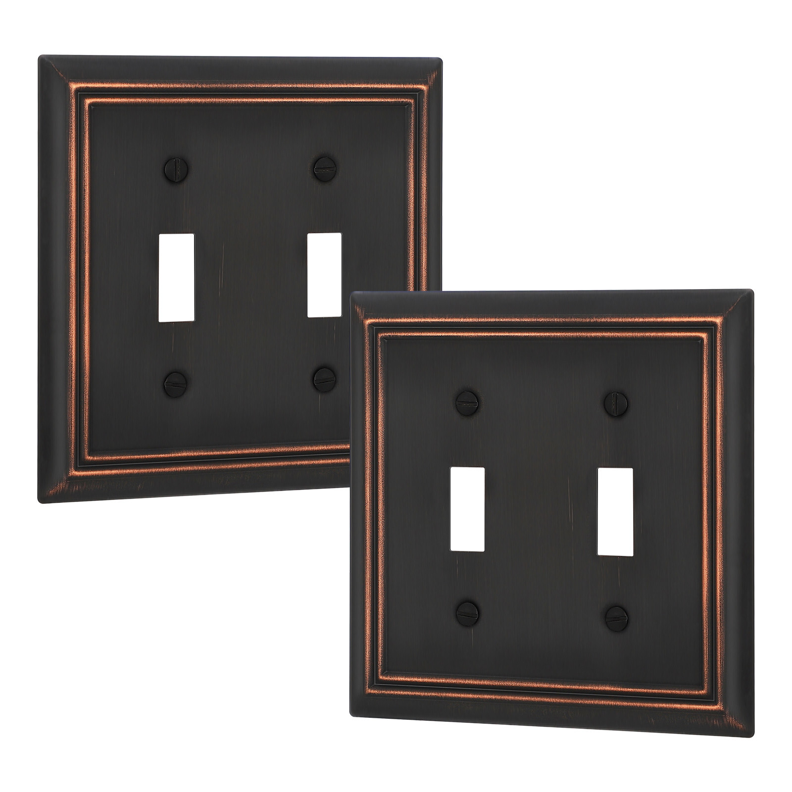DEWENWILS 2 Pack Double Toggle Wallplates, Aged Bronze Light Switch Covers
