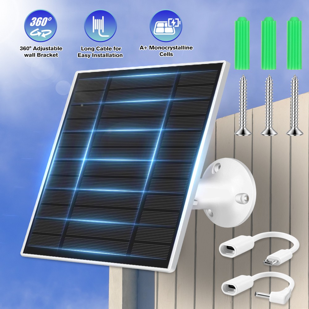 Lot 5W 5V Type-C Port Solar Panel Charger for Outdoor Security Camera CCTV Cam