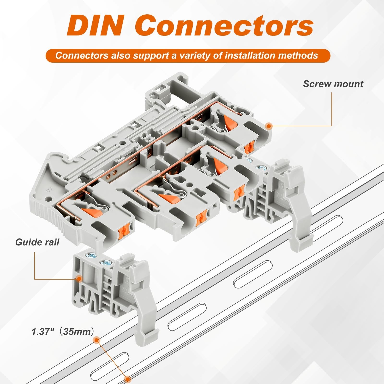 DIN Rail Terminal Block Twin Spring Terminal Connectors Push in Type PT Screw…