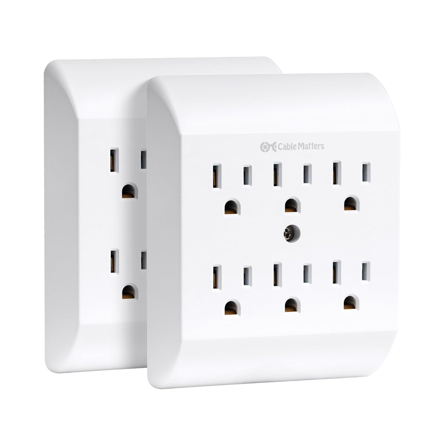 [ETL Listed] 2-Pack 15A 1875W 6 Outlet Extender Wall Tap | 6 Way