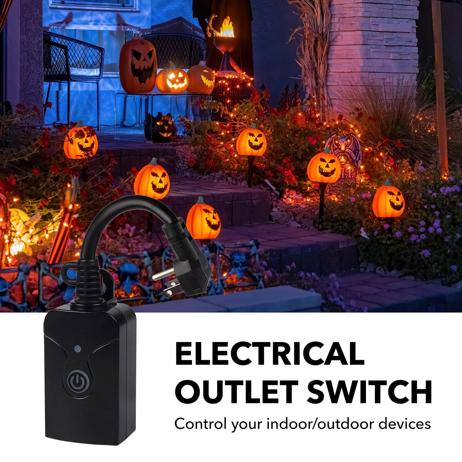 Outdoor Indoor Wireless Remote Control 3-Prong Outlet Weatherproof Heavy Duty…