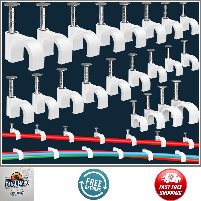 400 Pcs Nail In Cable Clips 4/6/8/10mm Ethernet Wire Wall Clips CAT6 RG6