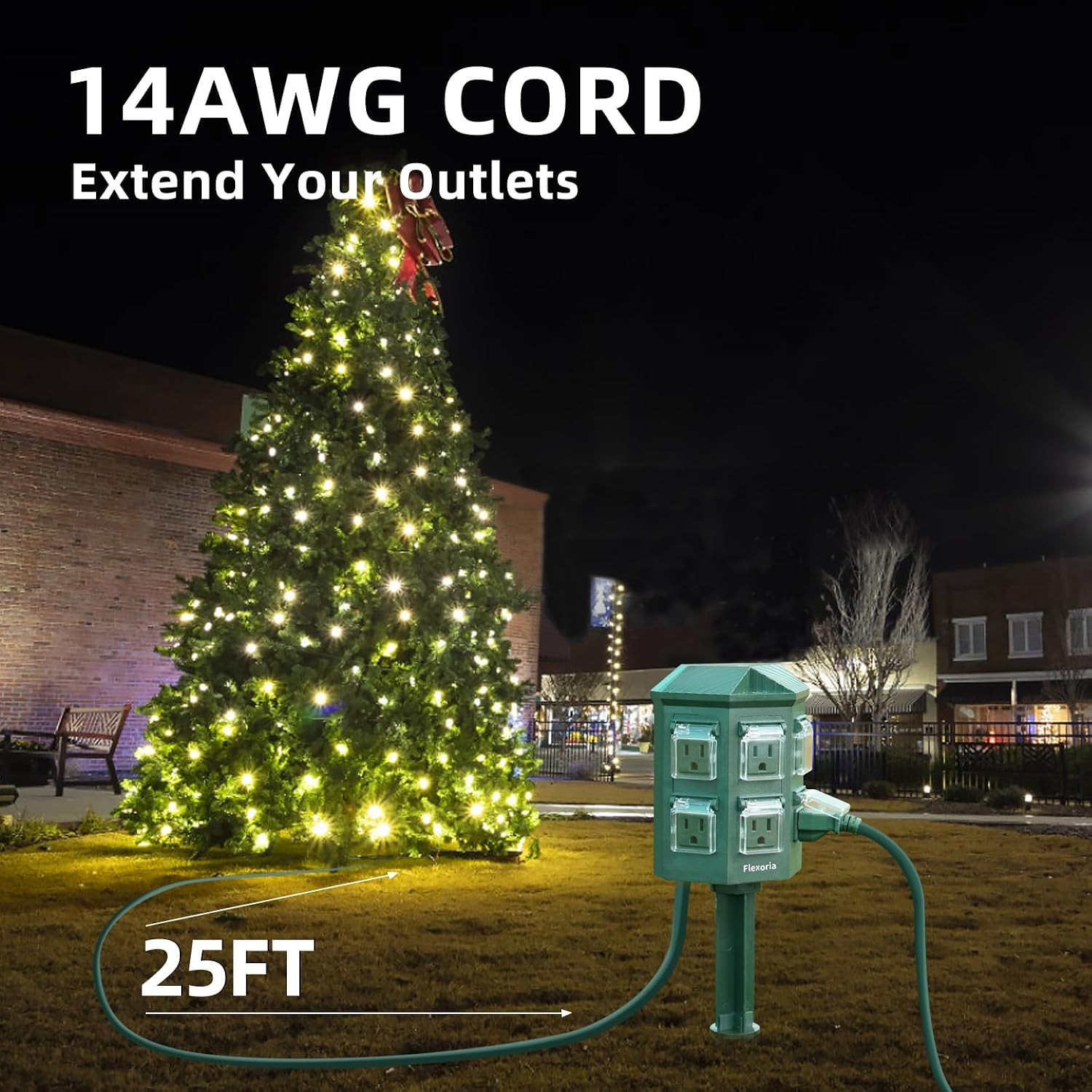 Outdoor Power Strip Waterproof, 25 FT Heavy Duty Extension Cord, 6 Grounded Outl