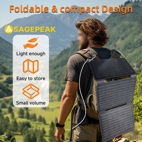 40W 30W Solar Panel Solar Charger 2-Ports Foldable Portable | USB-A Type-C Ports