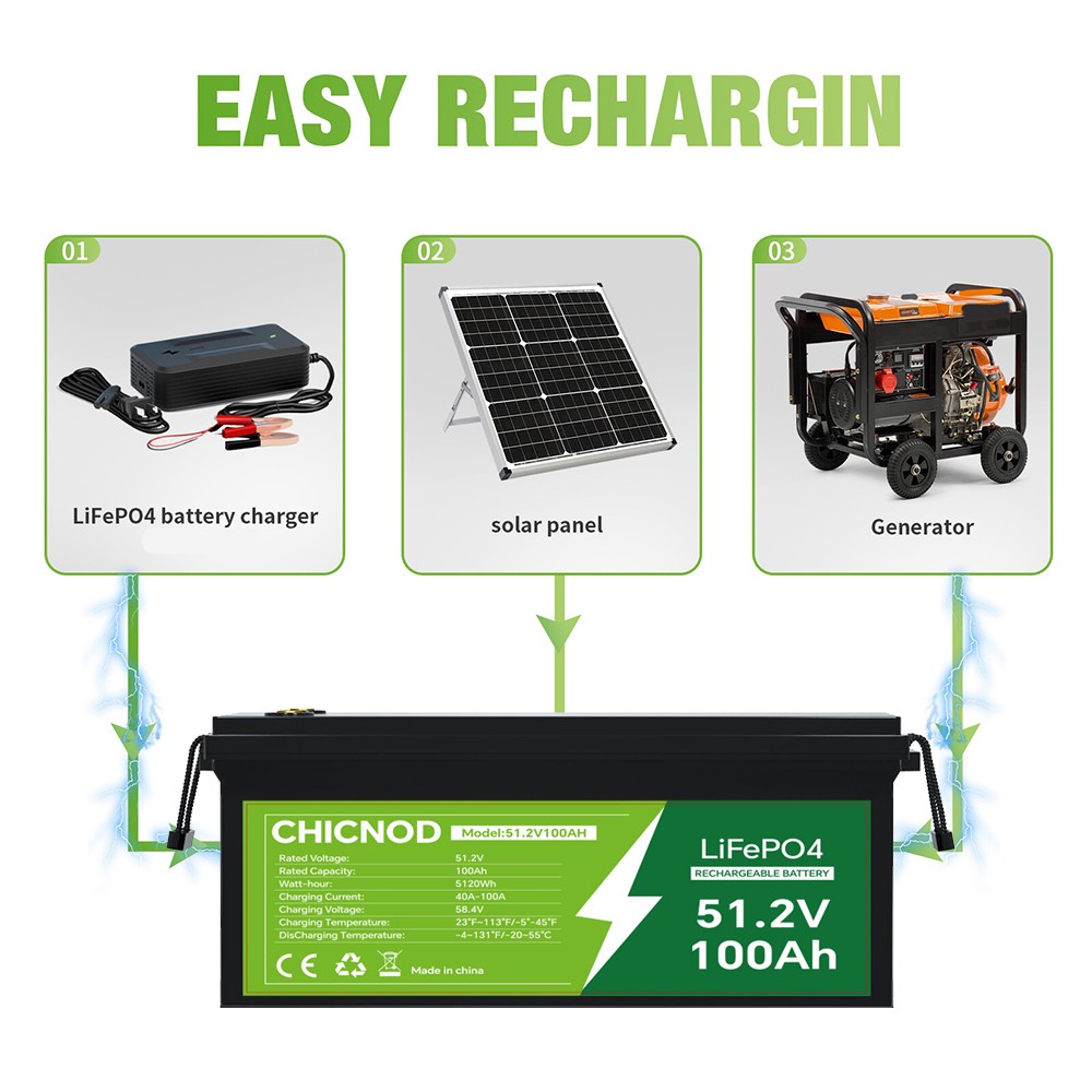 48V 50Ah/100Ah LiFePO4 Lithium Battery Built-in BMS Deep Cycle For RV Golf Cart