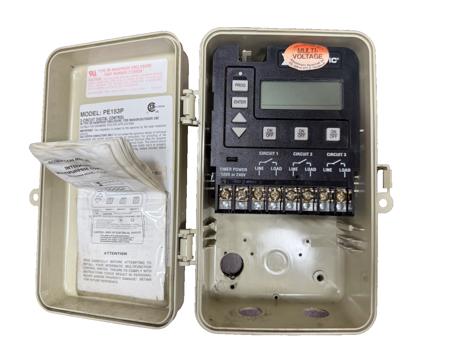 Intermatic PE153P Three Circuit Digital Time Switch Outdoor Case