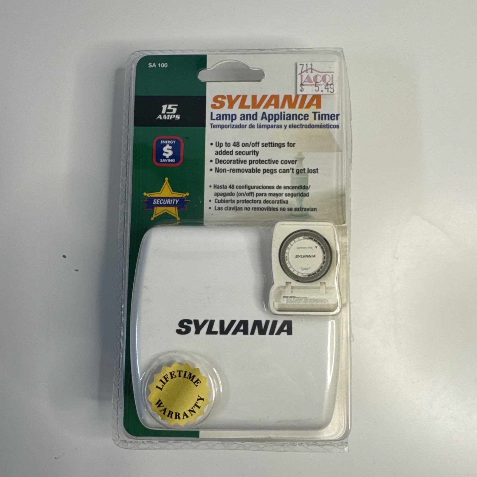 Sylvania Lamp & Appliance Timer SA100 Outlet 15 Amps 120 volts Open Box
