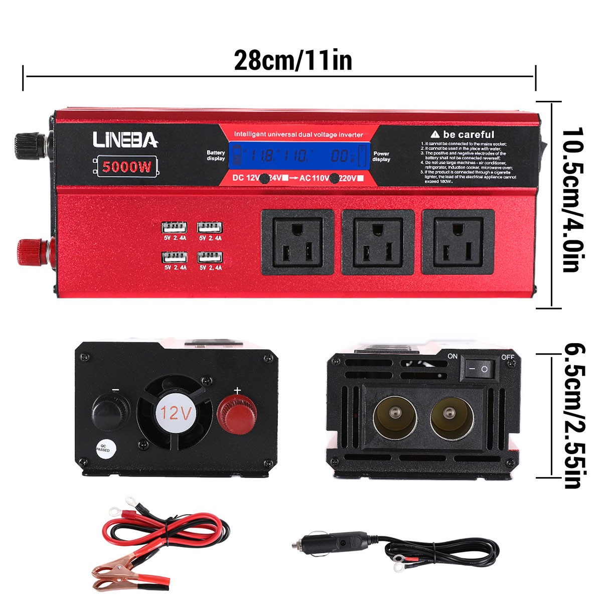 1500W 2500W 5000W Power Inverter 12V To 110V 120V Converter For Boat Car Camping