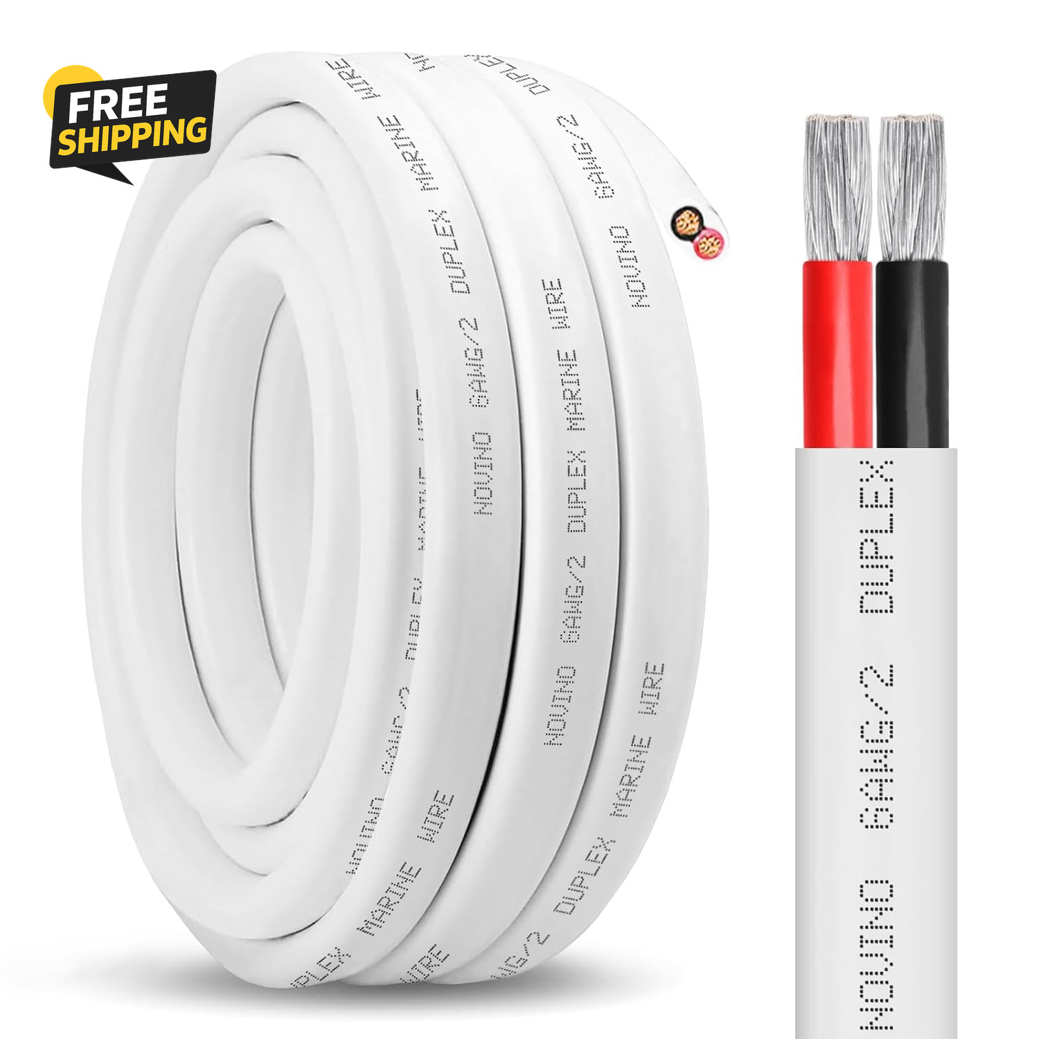 6 AWG Marine Wire 20FT Duplex Tinned Copper Cable Boat RV Trailer Black Red