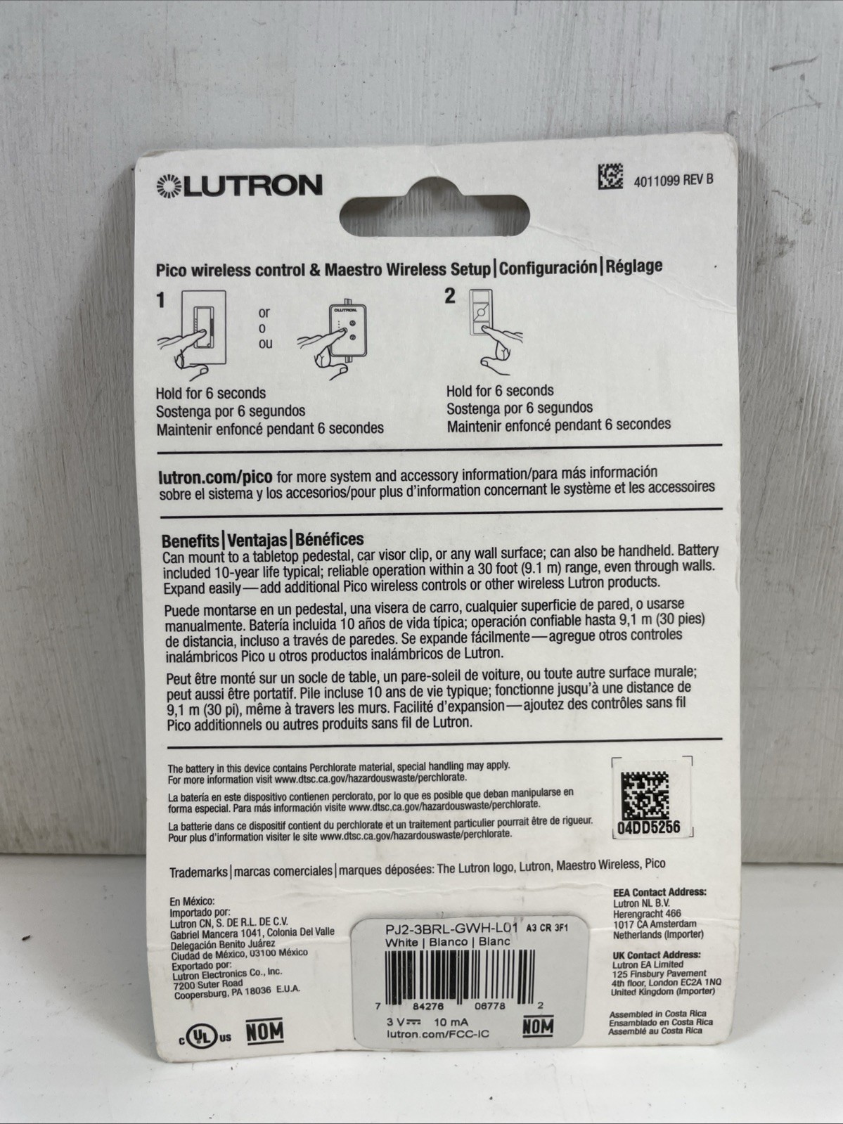 Lutron Pico Wireless Control PJ2-3BRL-GWH-L01 White Switch