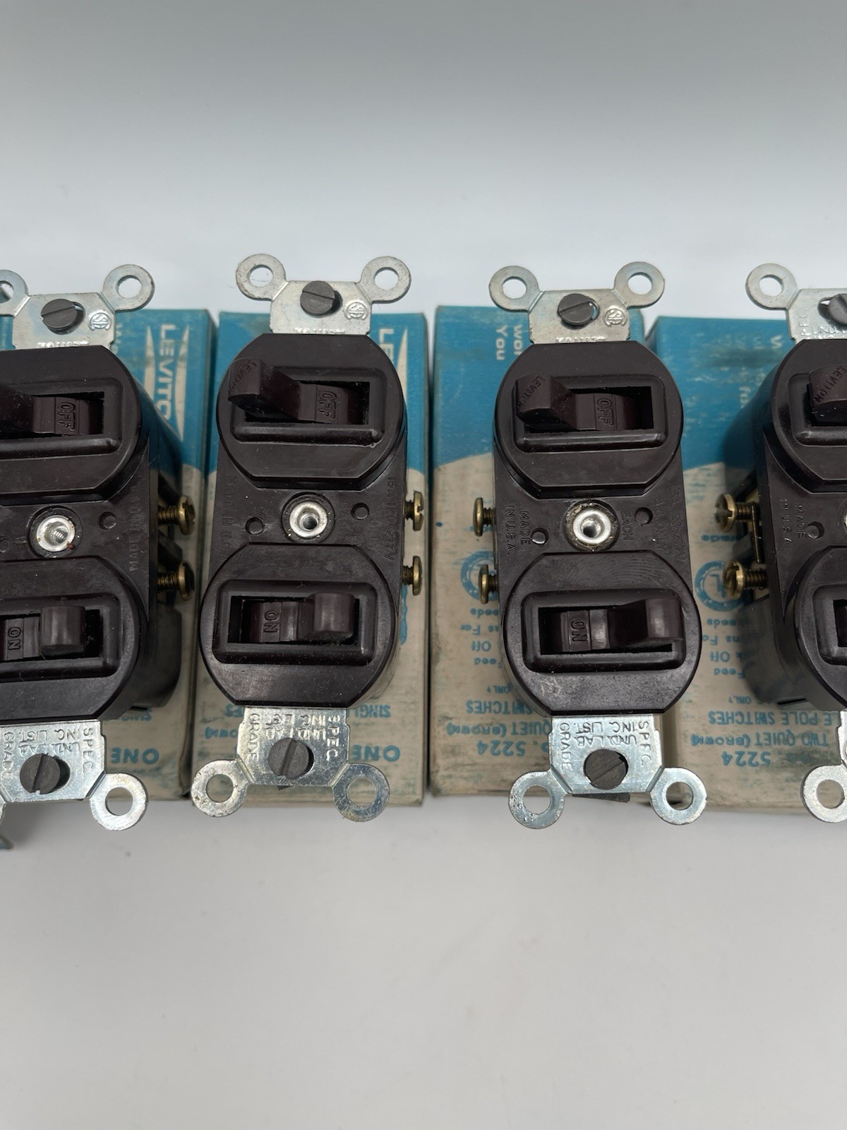 Leviton 5224 Two Single Pole Switch 15A 120-277V Brown Lot of 6 New Old Stock