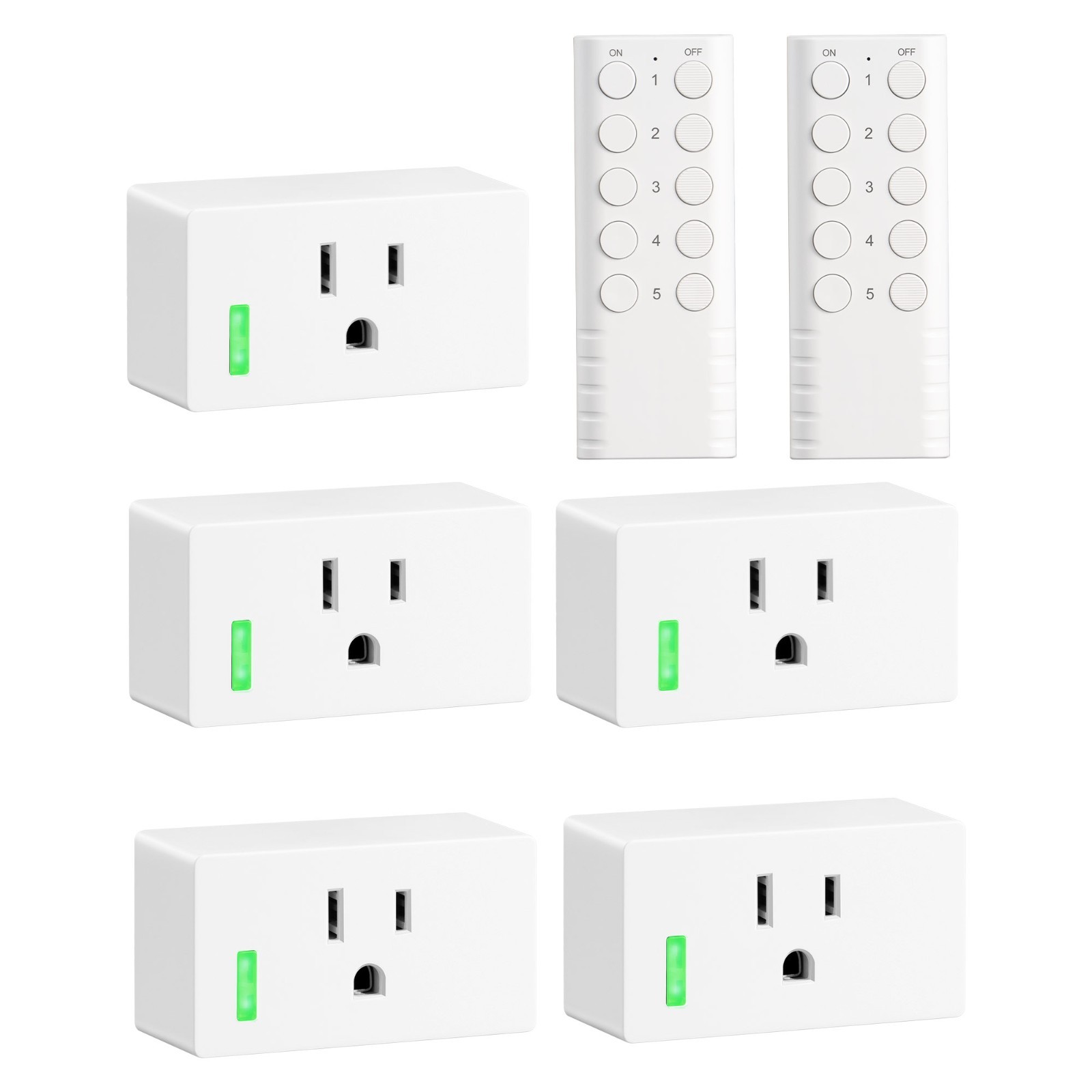 DEWENWILS Indoor Wireless Remote Control Outlet Plug in w/2 Remotes +5 Sockets