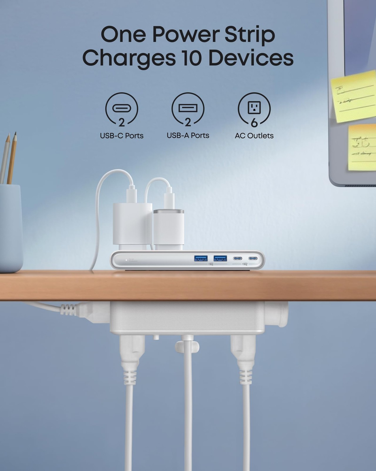 Anker Nano Power Strip, Desk Clamp with 1500J Surge Protector, 5ft Black