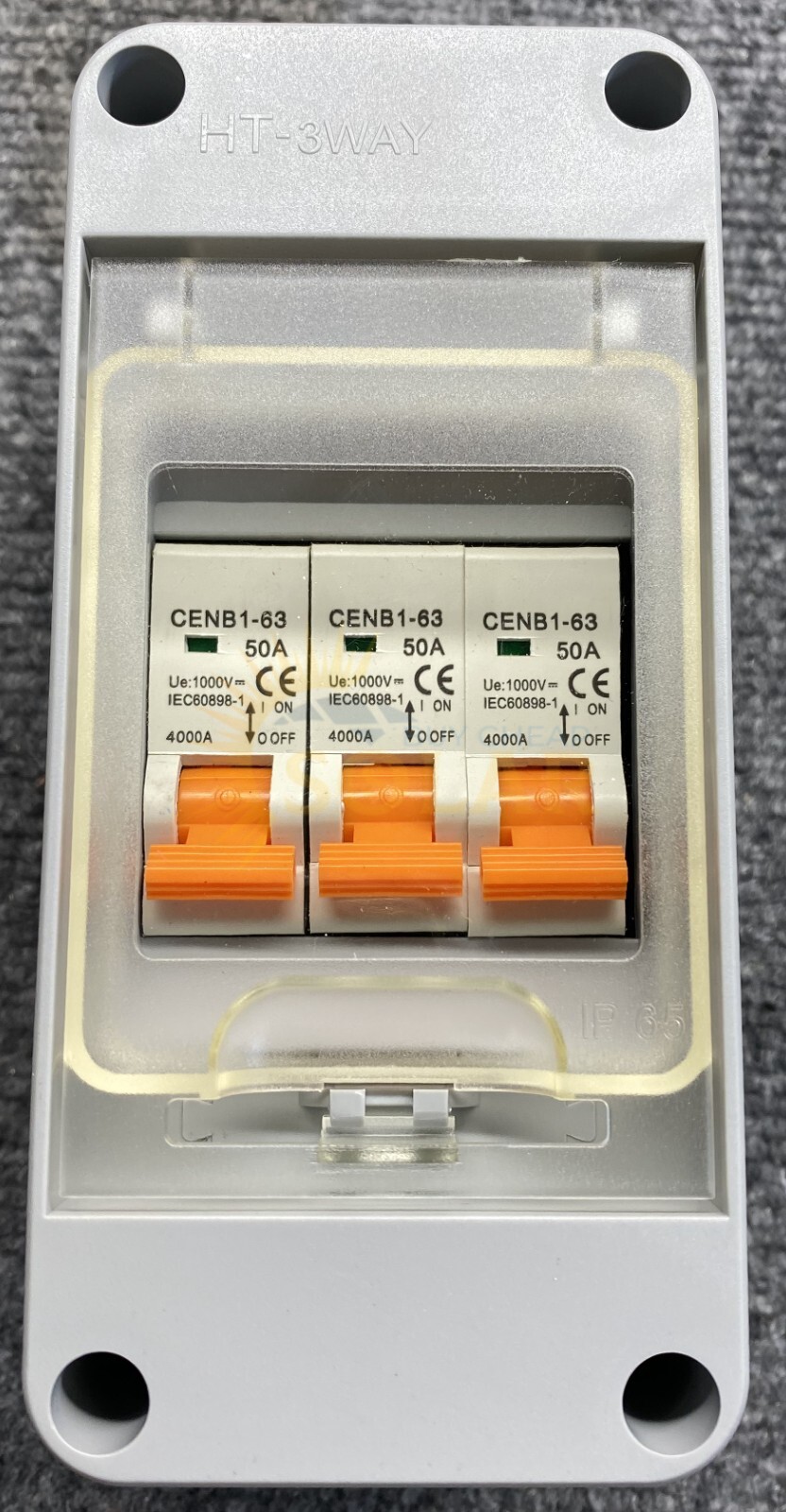 Solar 3 String Combiner DC Disconnect 1000V 50A with Breakers Rainproof new!