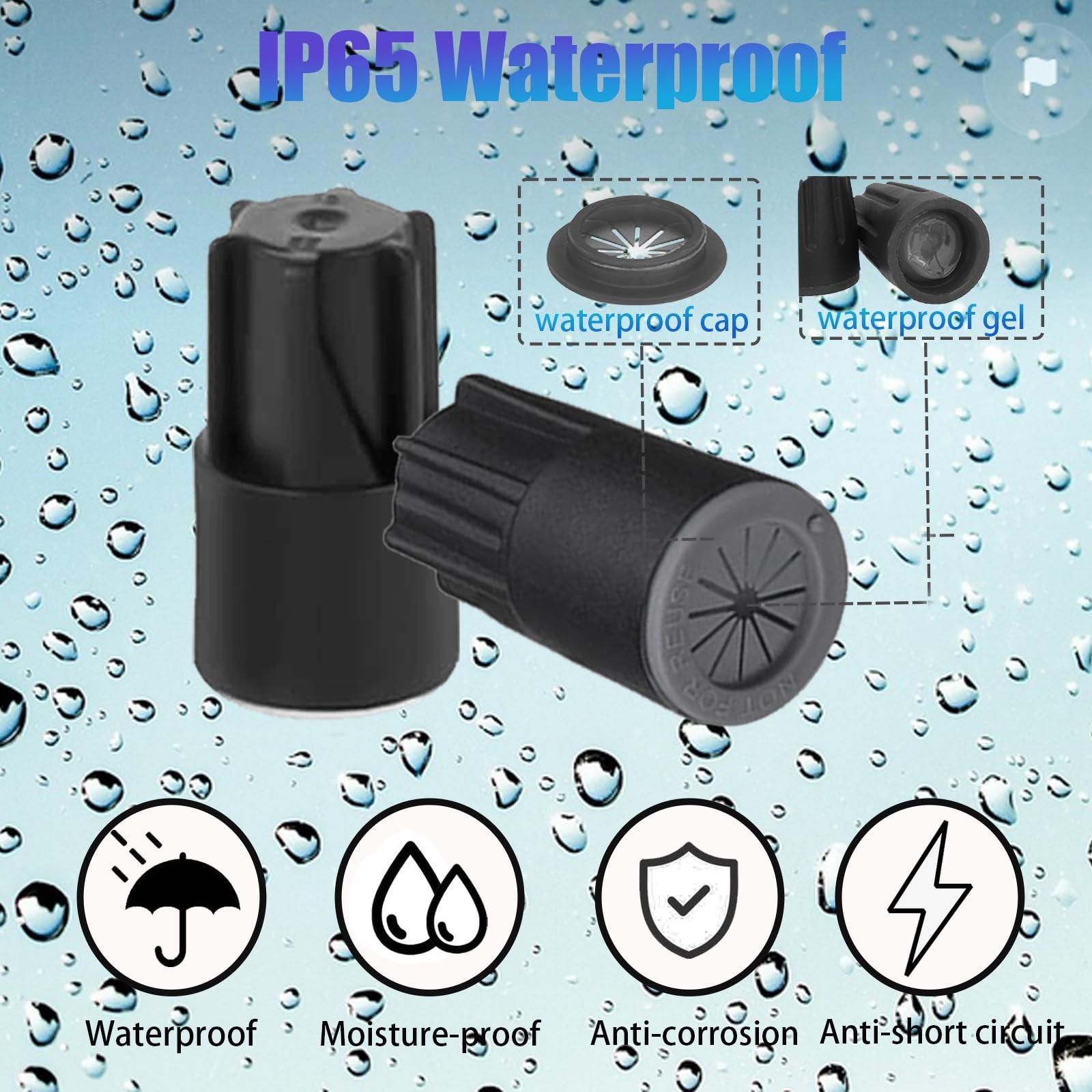 50PCS Waterproof Wire Electrical Connectors, Outdoor Seal Black