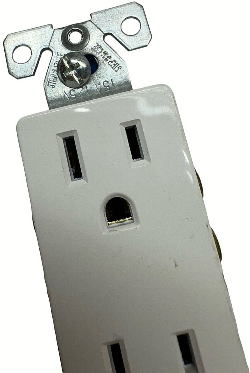 (Lot of 3) Cooper 1107W White Grounding Duplex Receptacle 2-P, 3-Wire 15A, 125V