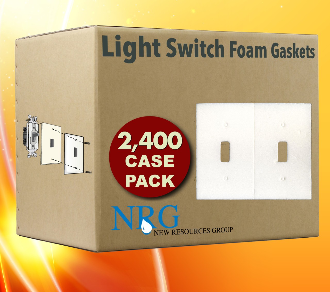 Case Gasket Covers, 2,400 Toggle Light Switch Outlet Draft Foam Gaskets Bulk Box