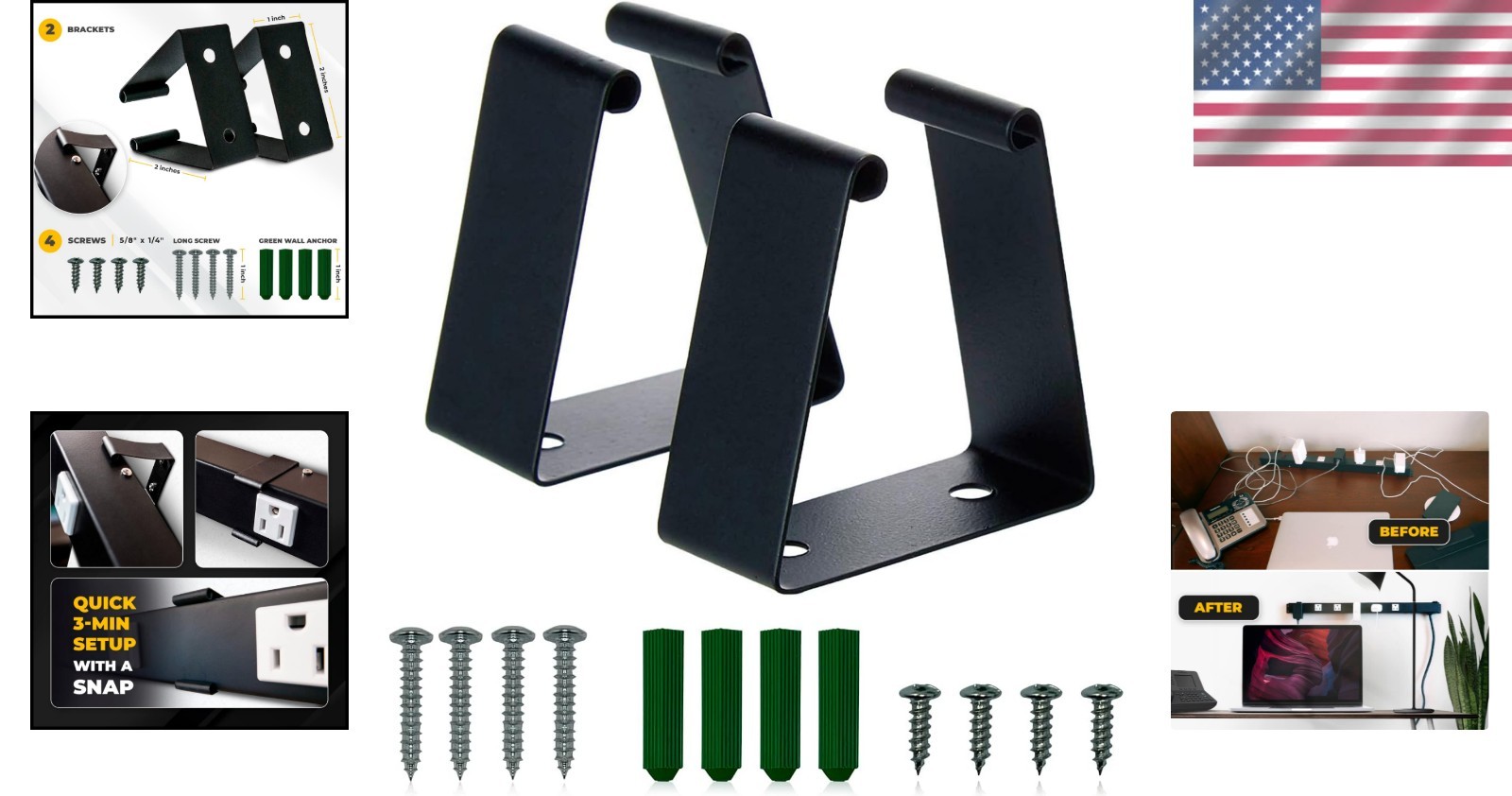 Universal Mounting Brackets for 12-Outlet Surge Protectors – Easy Installation