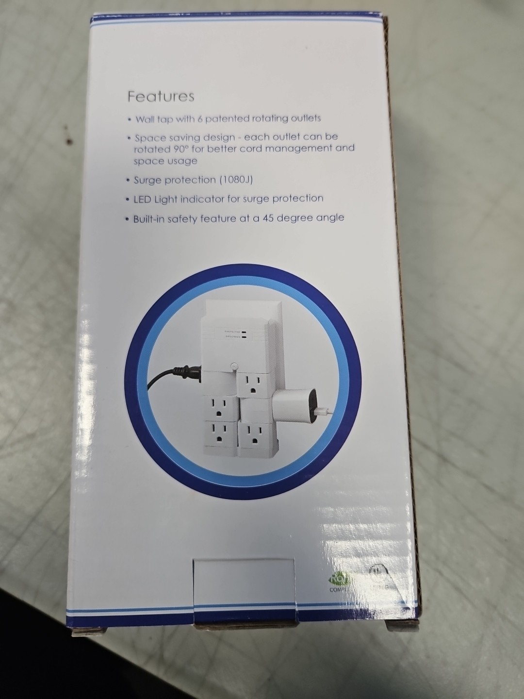 Uninex PS114 6 Rotating Outlet Wall Tap Surge Protector 1080J UL Listed NEW