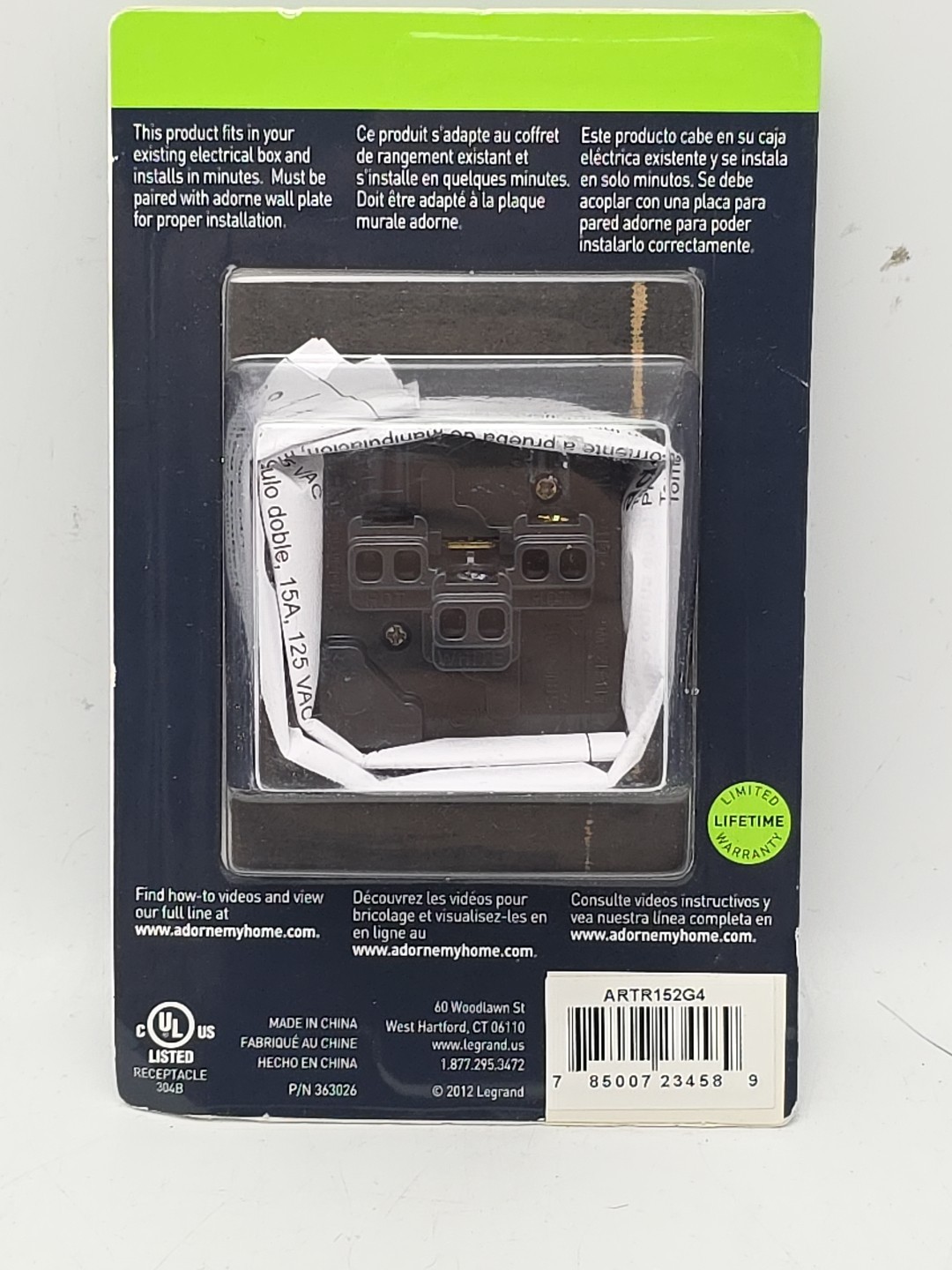 Legrand Tamper Resistant Electrical Outlet 15A ARTR152G4 New