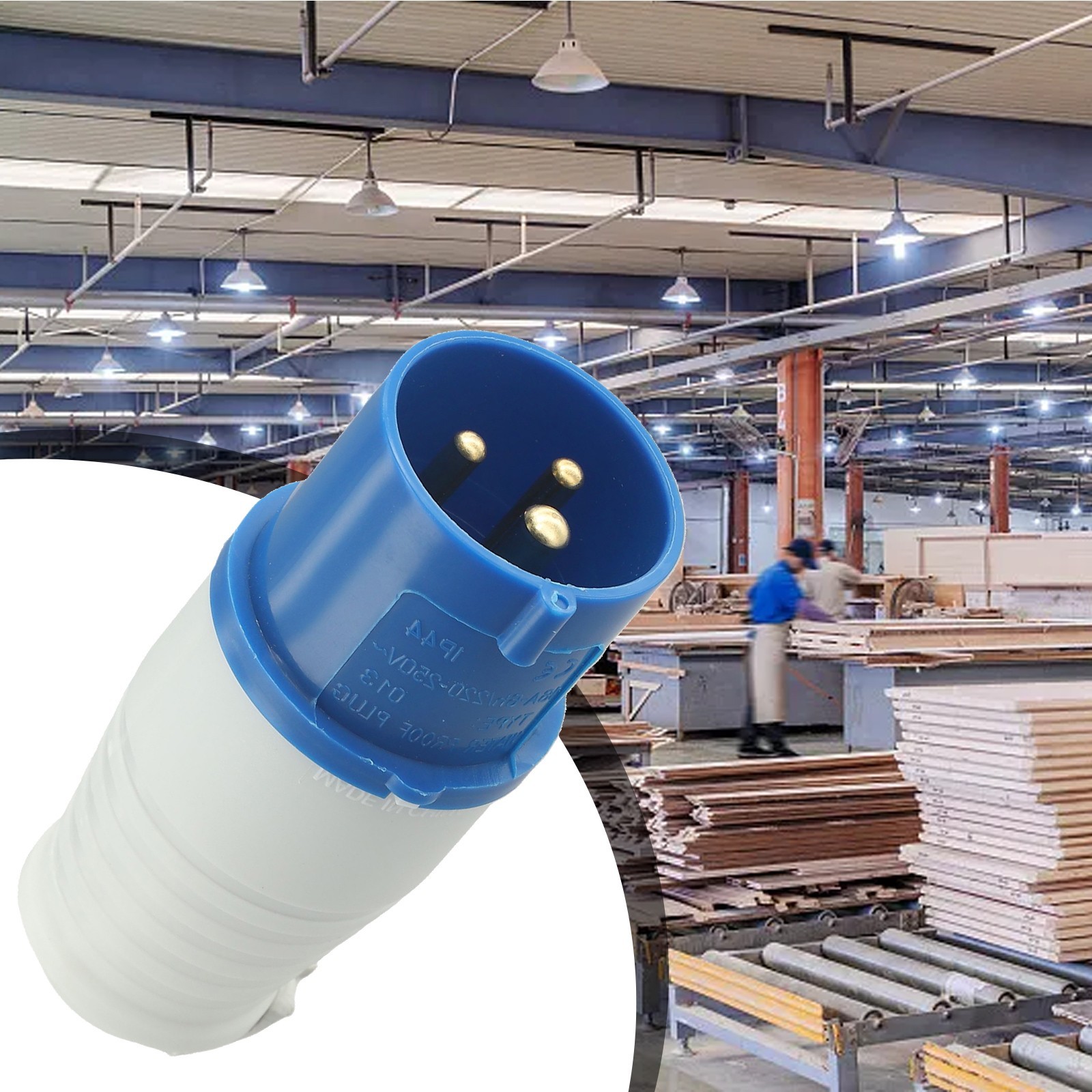 Blue 16A 3 PIN-SOCKET 240V 2P&E Site IP44 Blue Industrial Male Female UK SELLER