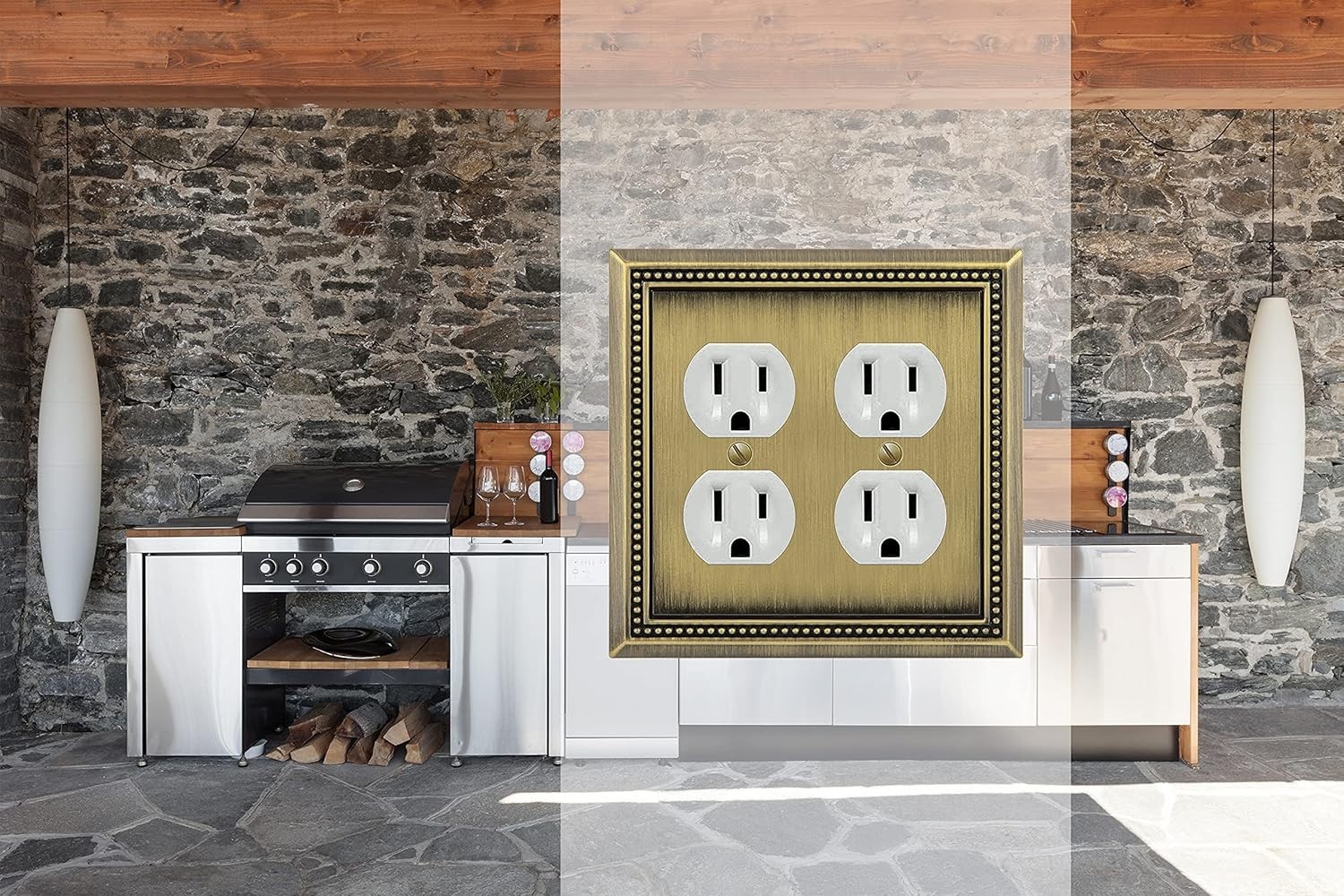 Traditional Beaded Decorative Switch Plate in Antique Brass for Classic Homes