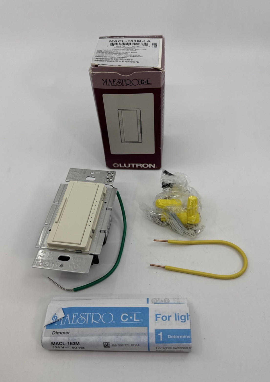 Lutron Maestro CL Dimmable CFL/LED Dimmer Light Almond MACL-153M-LA NEW Single