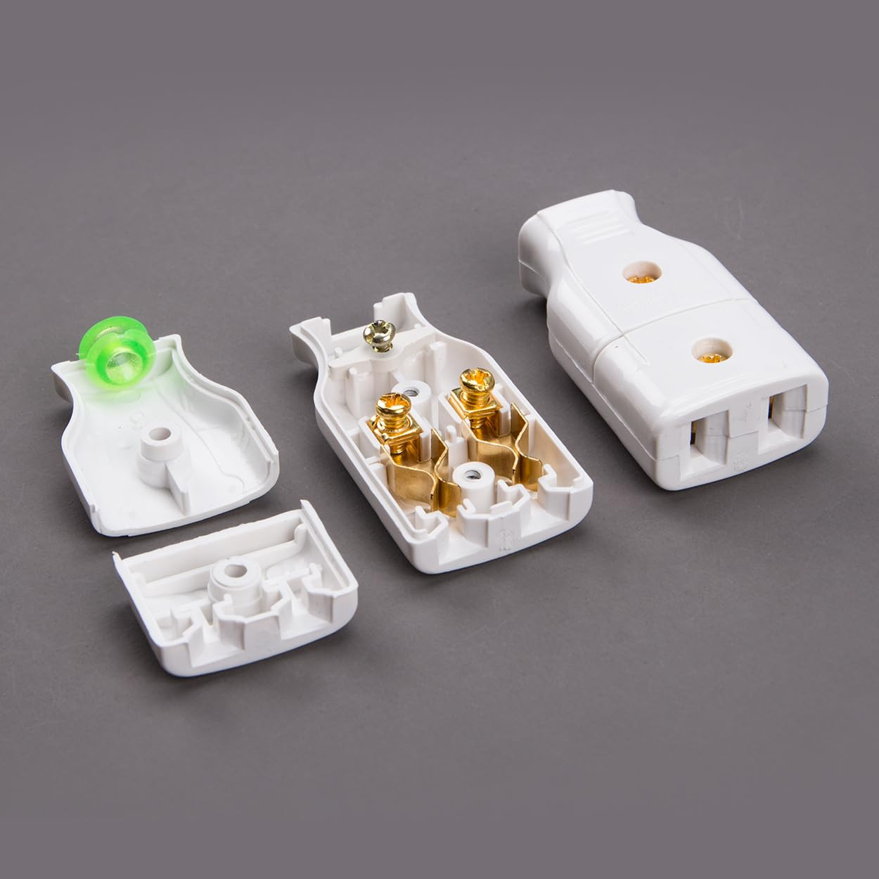 6Pcs 10A 250V 2 Pole Straight Blade Plug Female Extension Cord Ends White AC Soc