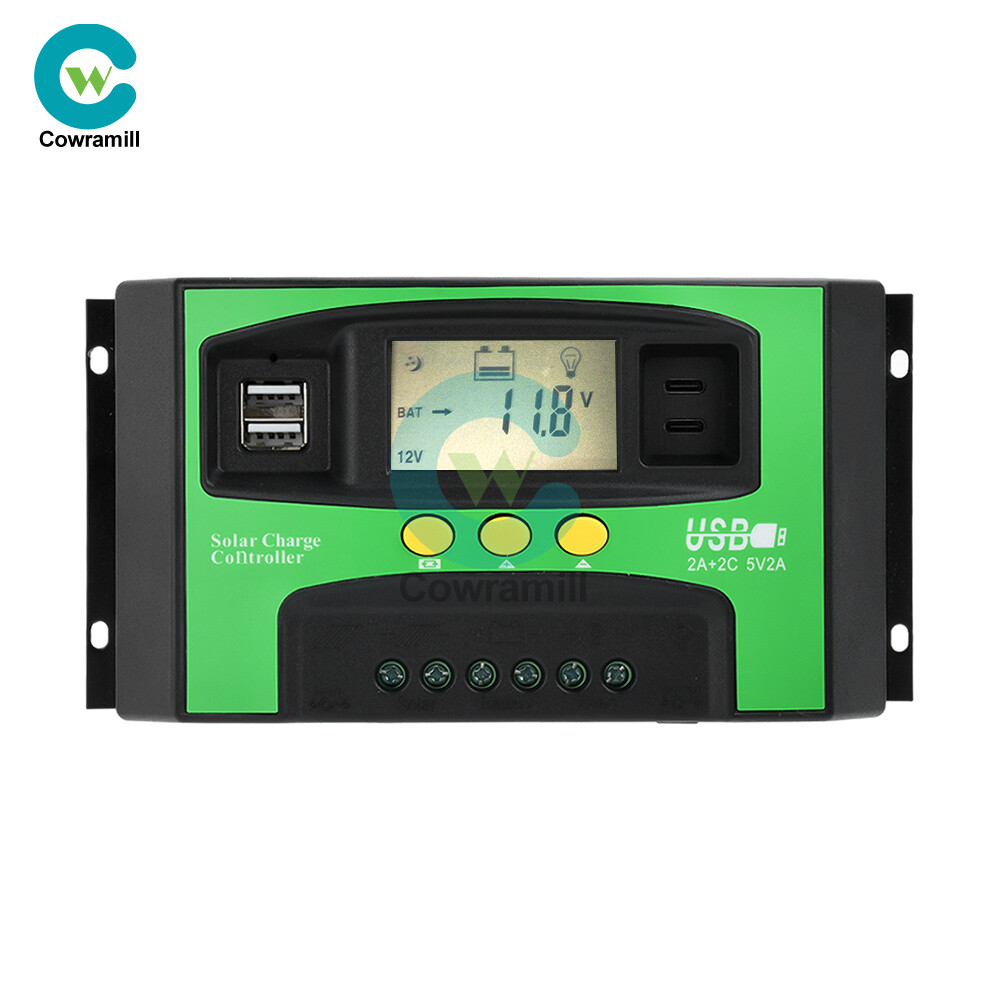 12V24V Solar Charger Controller 30A 40A 100A PV LCD Controller Timing USB/Type-C