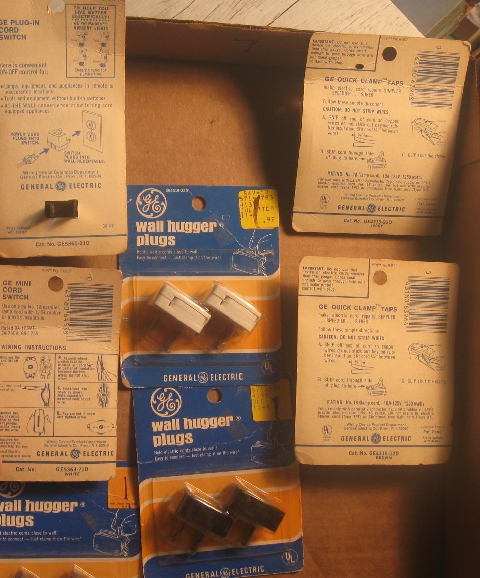 NOS GE wall hugger plugs and plug-in cord switch